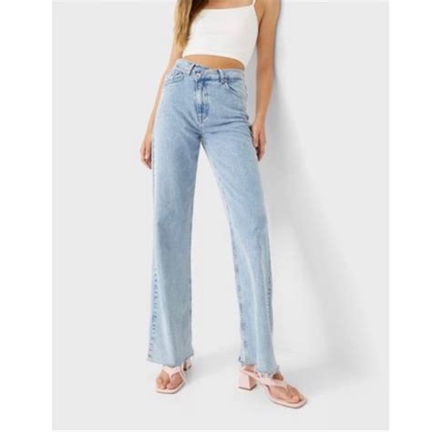 stradivarius wide leg jeans|stradivarius stepped waist dad jeans.